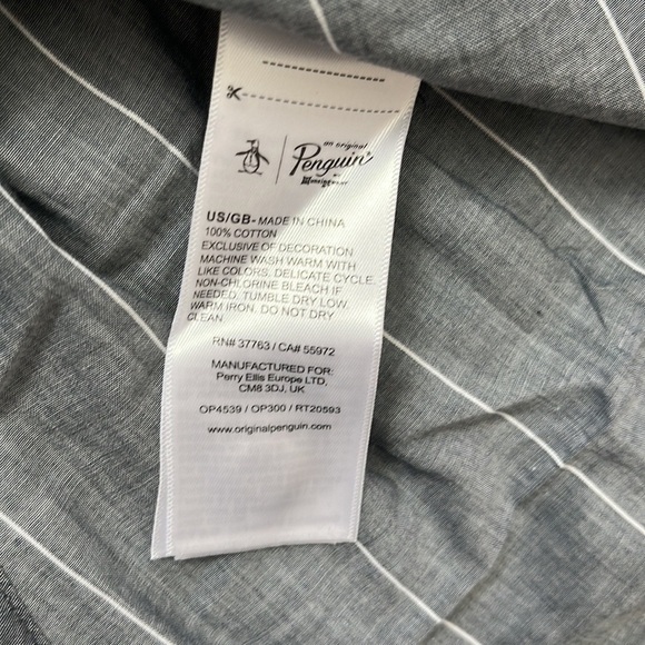 PENGUIN by Munsingwear Shirt Striped Button Down Dark Sapphire size Large - Picture 9 of 10